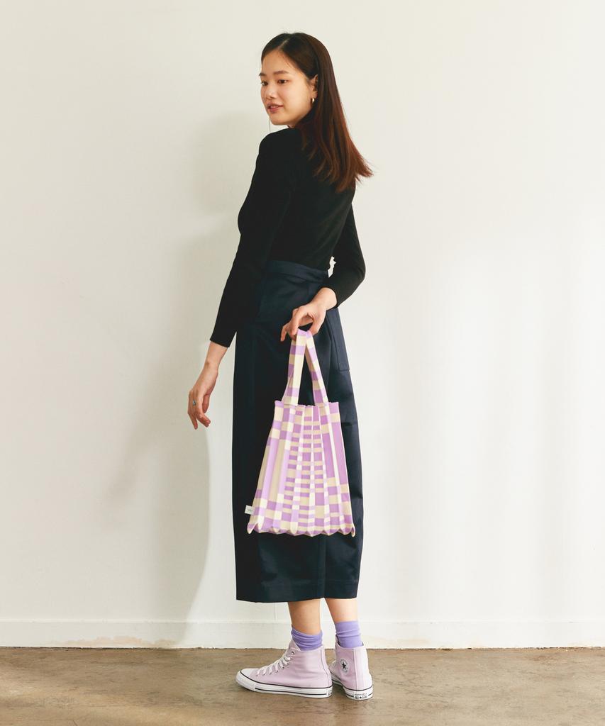 Pleatsmama Tote Bag Grid Purple