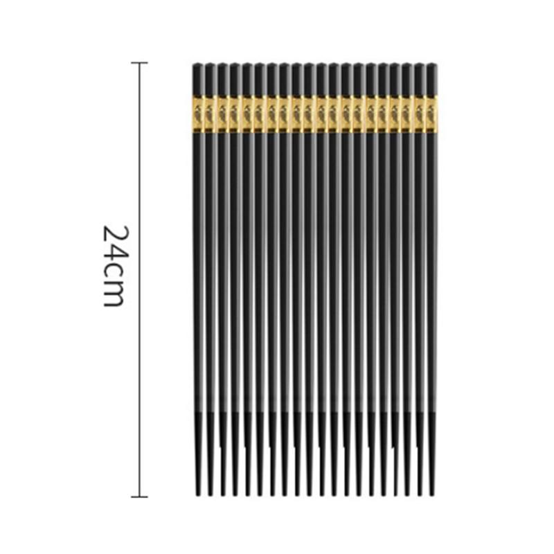10 Pairs Household Antibacterial And Anti-Mold Alloy Chopsticks With Gold Pattern Non Slip And Heat Resistant For Home Kitchen