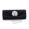 YYW Satin Pleat Clutch Bag Women 2022 Rhinestone Flowers Evening Party Bags Sling Shoulder Bags Female Wedding Purse Sac A Main