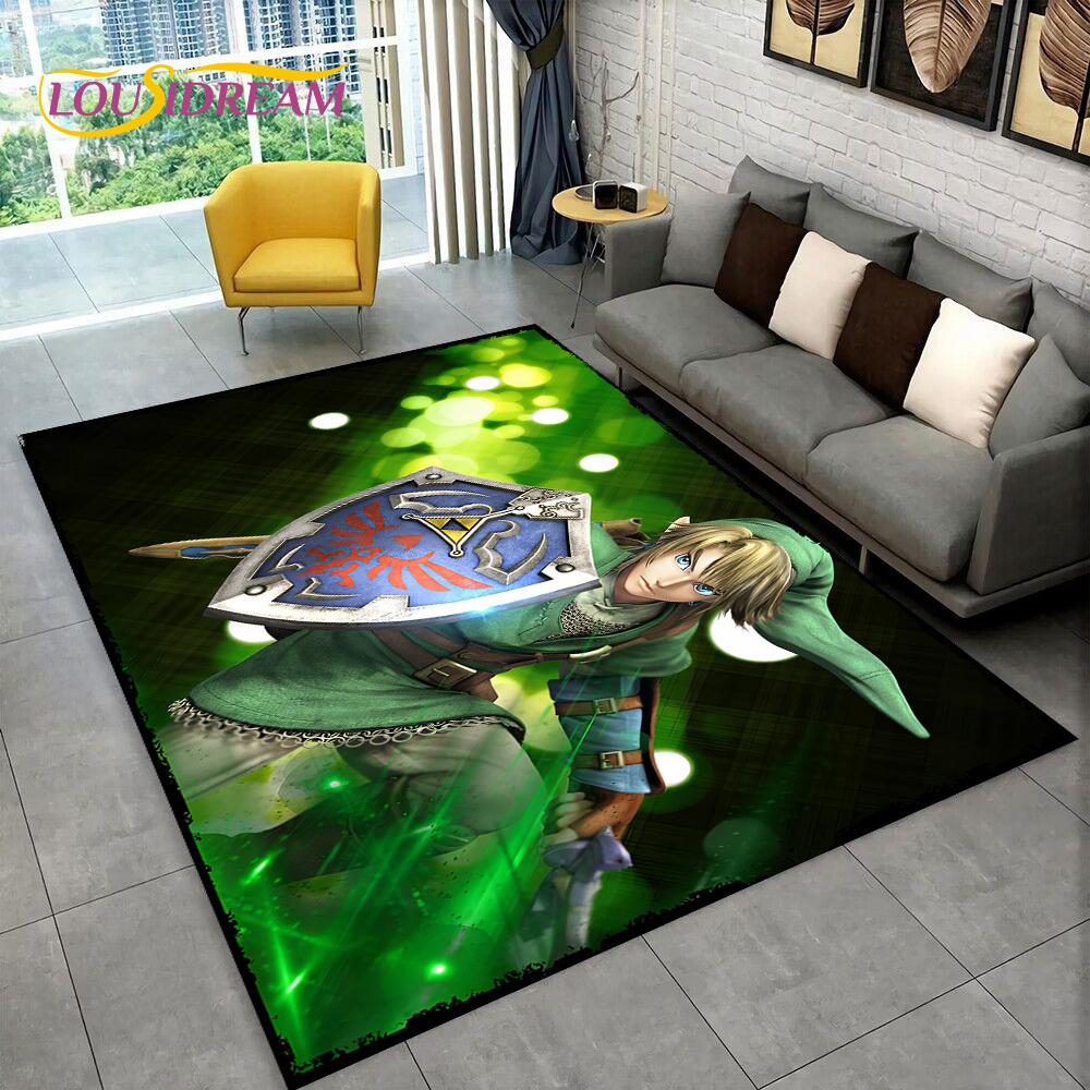 3D Z-Zelda2 HD Link Spiel Cartoon Teppich Teppich für Schlafzimmer Wohnzimmer Zuhause Sofa Dekoration, Kinder Spielen Große Dekor Bodenmatte