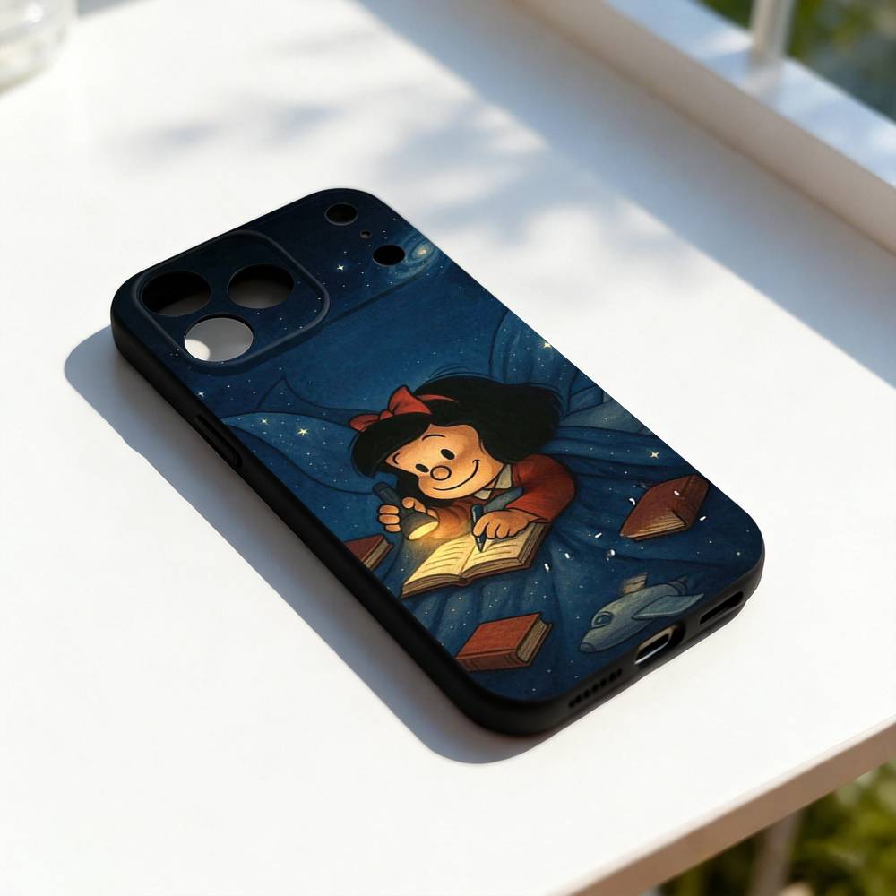 

Cute M-Mafaldas Funny Phone Case For iPhone 11,12,13,14,15,16,17,Pro,Max,Plus,E,SE4,Air,Mini Black Soft Cover iPhone17promax