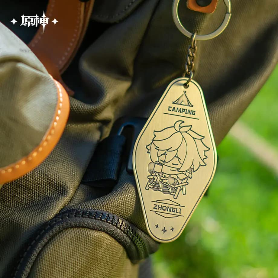 Genshin Impact Official Merchandise: Genshin (Zhongli) Metal Keychain from the Safe Camp Series