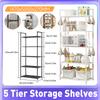 5 Tier Adjustable Storage Shelves Heavy Duty Shelving Storage Rack 66 Lbs Capacity Standing Shelf for Pantry Kitchen Closet New