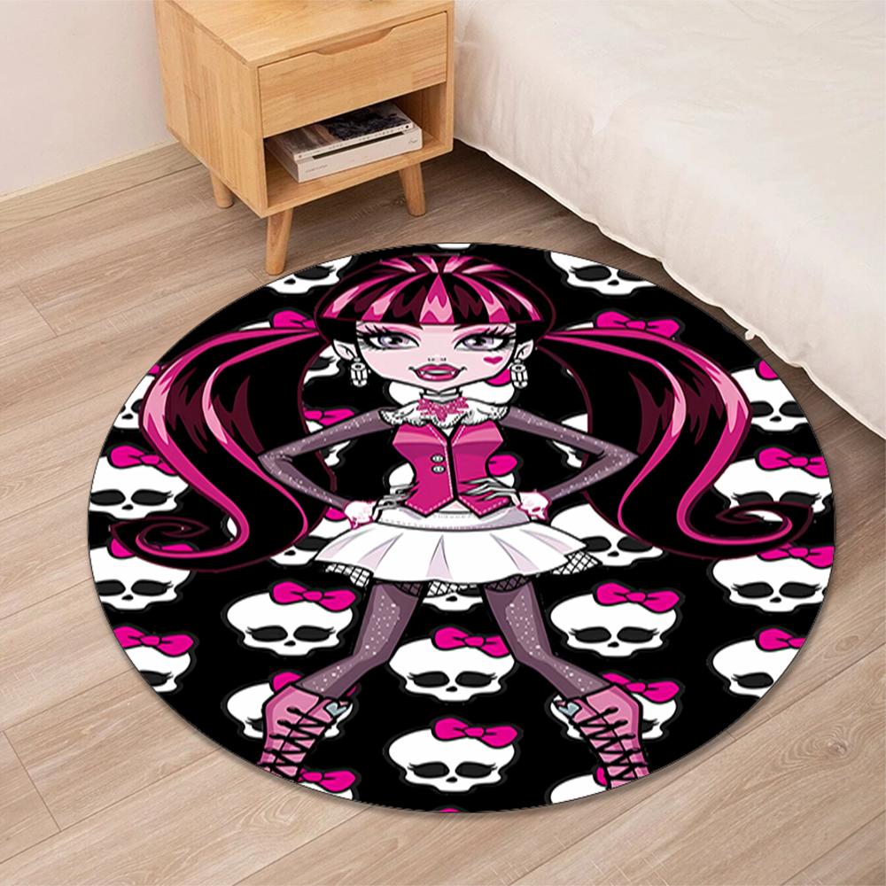 Monster High Printed Round Rug Carpet Chair Rug Area Rug Entryway Doormats,for Office Chair Living Room Bedroom Kitchen Room.