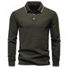 Men's Long Sleeve Polo Shirt Classic Solid Color Button Down Collar Slim Fit Casual Top for Everyday Wear Comfortable Fabric