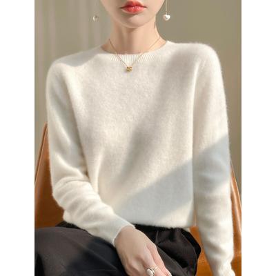 Solid Color Sweater Women's Knitwear Round Neck Pullover Loose Bottoming Shirt