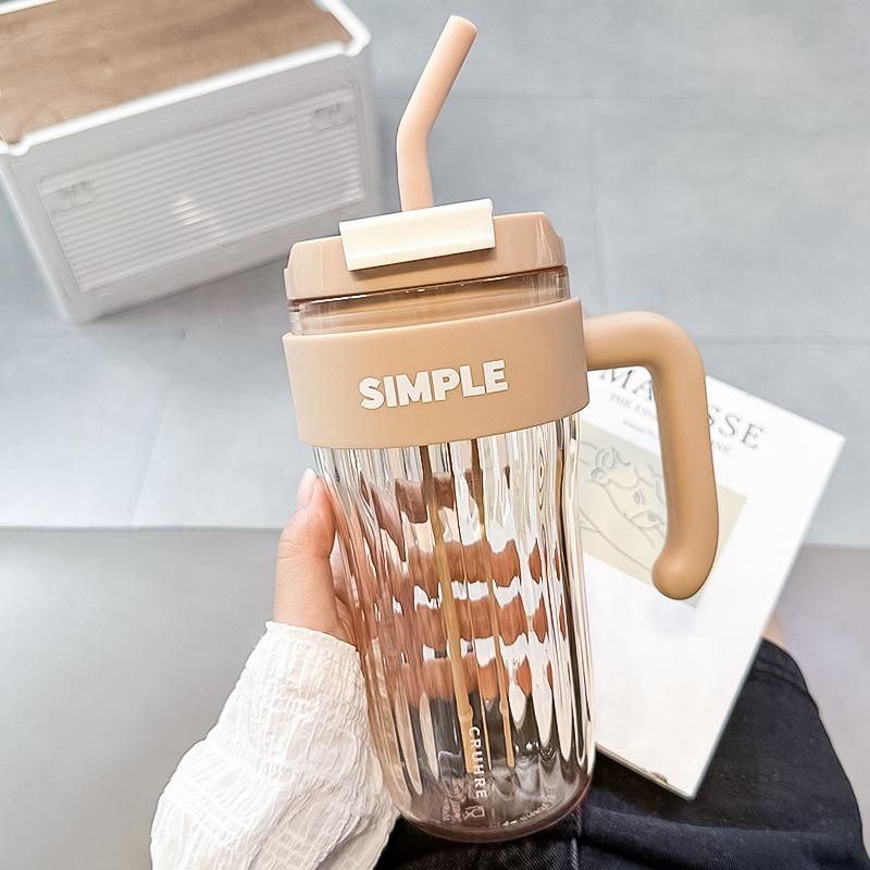 Gobelet avec couvercle et paille et poignée 920ML Grande capacité Tasse pour femmes adultes Tasse à café pour voyage Bouteille d'eau en plastique Sans BPA