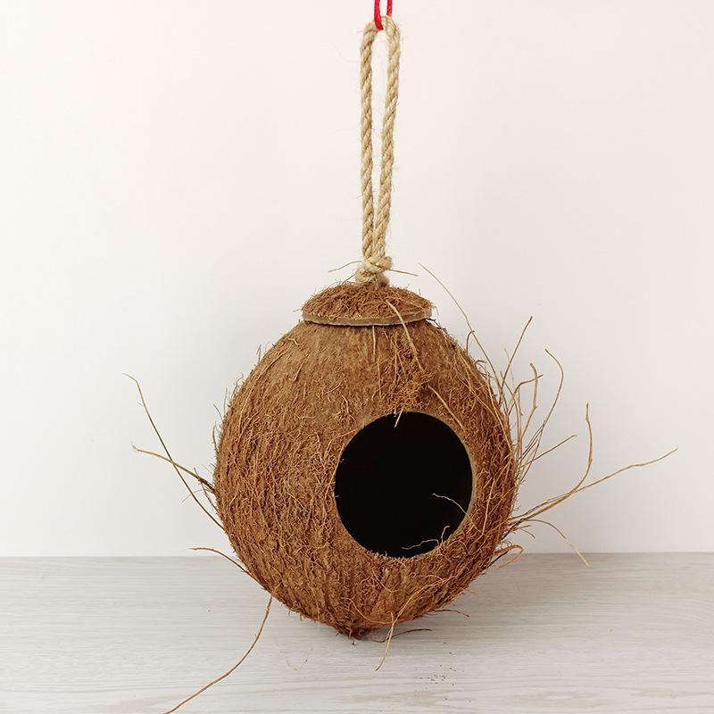 Coconut Shell Hanging Bird Nest for Parrots, Finch, Budgie, and Pearl Breeding.