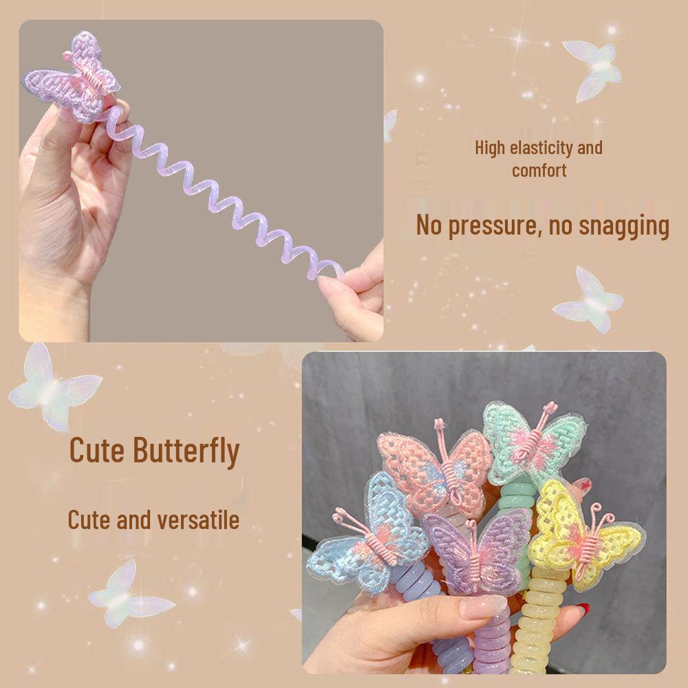 Children's Fairy Butterfly Telephone Cord Hair Tie - Sweet, Cartoon-Style Braiding Accessory