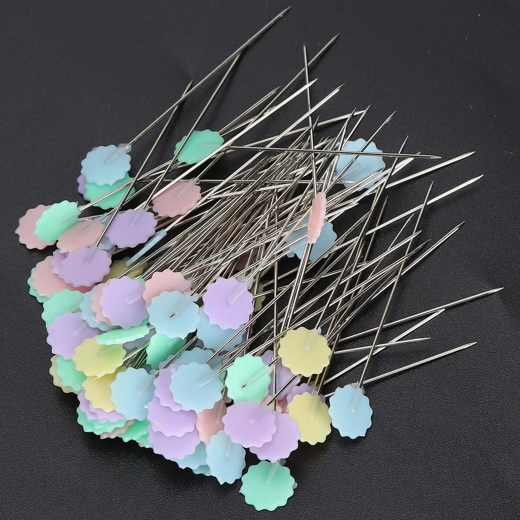 100pcs Flower Head Sewing Pins Flat Head Straight Quilting Pins for Sewing   Projects