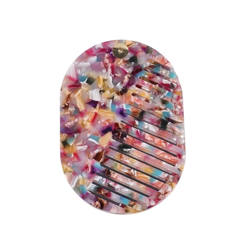 Anti-Static Folding Hair Brush Mini Acetate Makeup Mirror Portable 2-in-1 Comb Mirror  Student Use