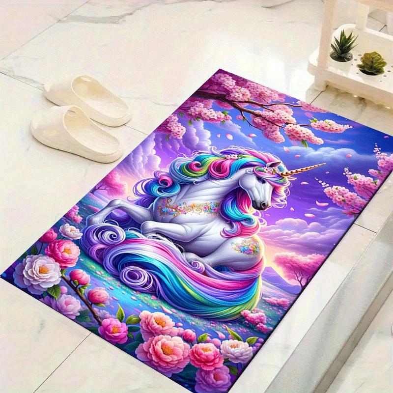 1pc Beautiful Unicorn Print, Design Indoor Area Rug - Soft, Anti-Slip, and Durable Gaming Room Decor for Bedroom