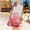 KEYSION Shockproof Plating Phone Case for iPhone XS Max Clear TPU Glitter Jewelled Swan Kickstand Back Cover for iPhone X XR
