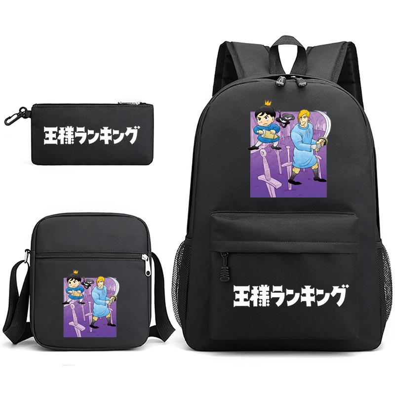 Zaino capiente con tracolla; set astuccio a tre pezzi per studenti