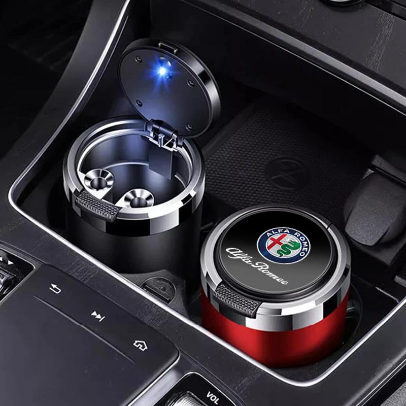 Car Stickers For Alfa Romeo Car Ashtray Cigarette Ash Holds Cup LED Light Automotive Ashtray For Alfa Romeo 159 Giulietta Stelvi