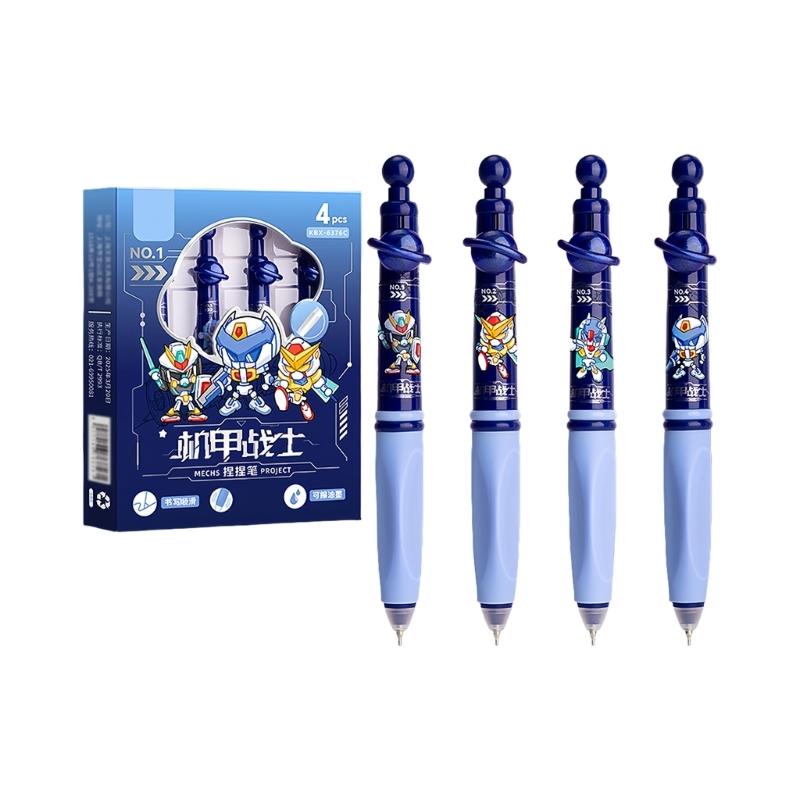 

4Pcs Erasable Gel Pen Ergonomic Triangular Grip Retractable Gel Inks Pen 0.5MM for Note Taking School Office Supplies