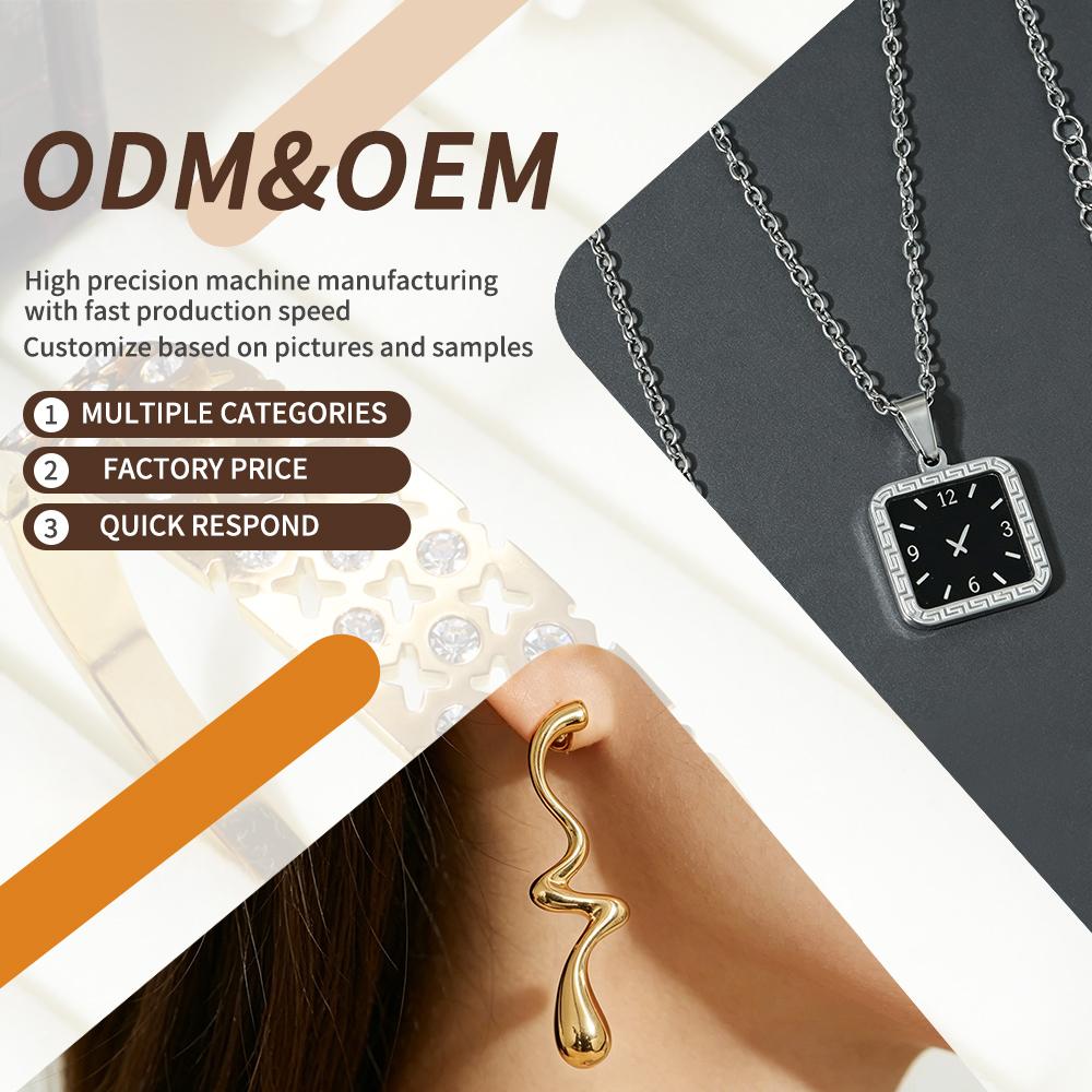 18K Gold Plated Stainless Steel Hand Chain Finger Ring Clover Heart Star Zircon Geometric Charm Dainty Stackable Women's Jewelry