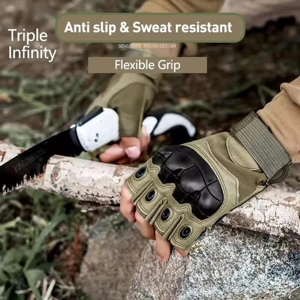 1Pair Fingerless Gloves for Men Ideal for Outdoor Sports Shooting Hunting Airsoft and Cycling