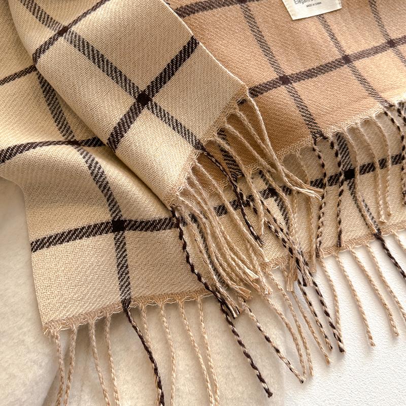 Fashion Autumn Winter Warm Cashmere Scarf Plaid Pattern Long Tassels Women Thicken Wrap Shawl Lady Muffler Bufanda Pashmina New
