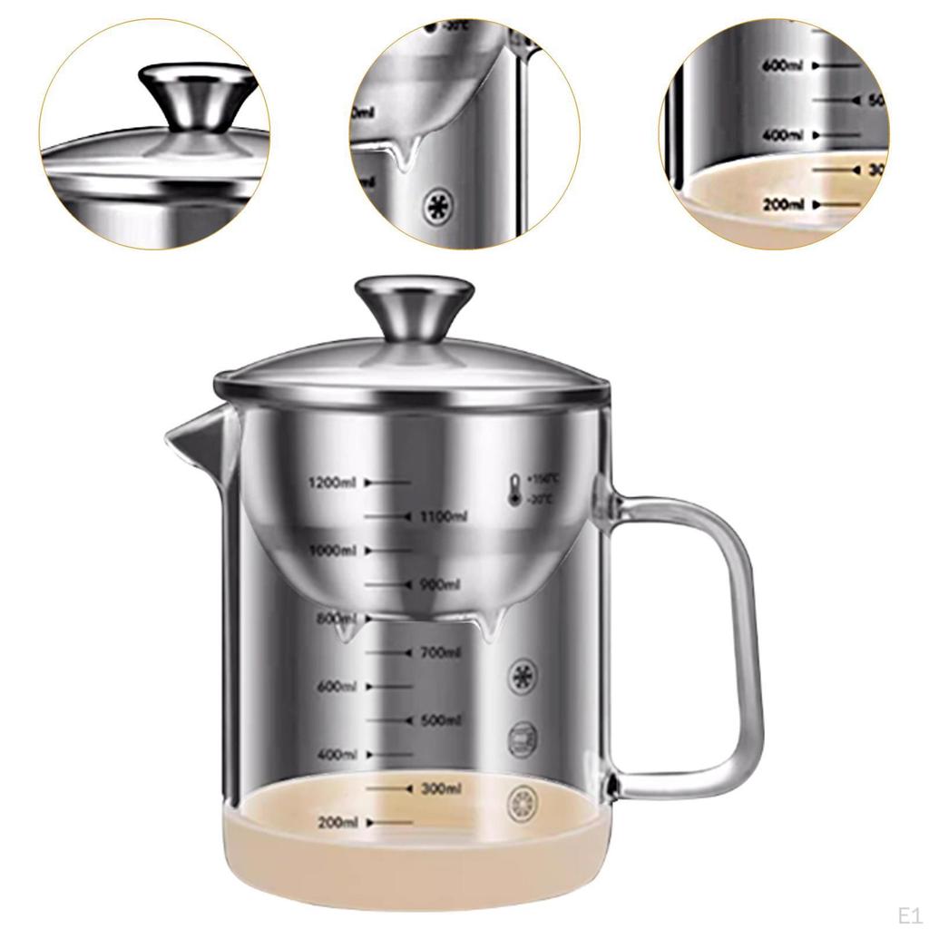 Kitchen Oil Separator Grease Container Easy To Use Dustproof Large Capacity Drain Soy