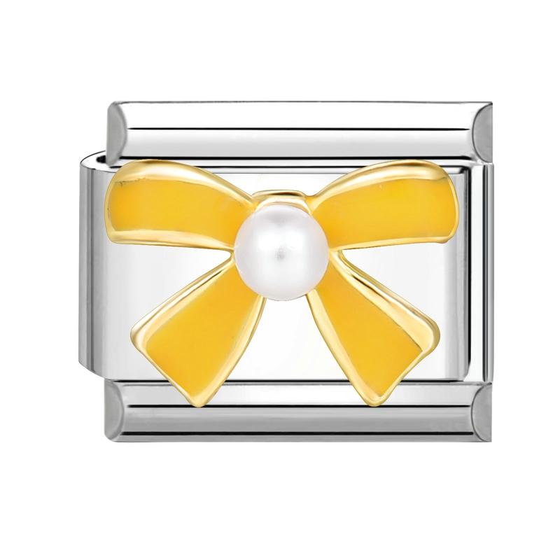 Y2K Zircon Cherry Bow Heart Butterfly Shiny Italian Charm Links Fit 9MM Bracelet Stainless Steel Jewelry DIY Making Jewelry