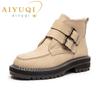 Fashion AIYUQI Women's Short Boots Large Size 2025 New Genuine Leather British Style Women Winter Boots Fashion Fur Women Ankle Boots