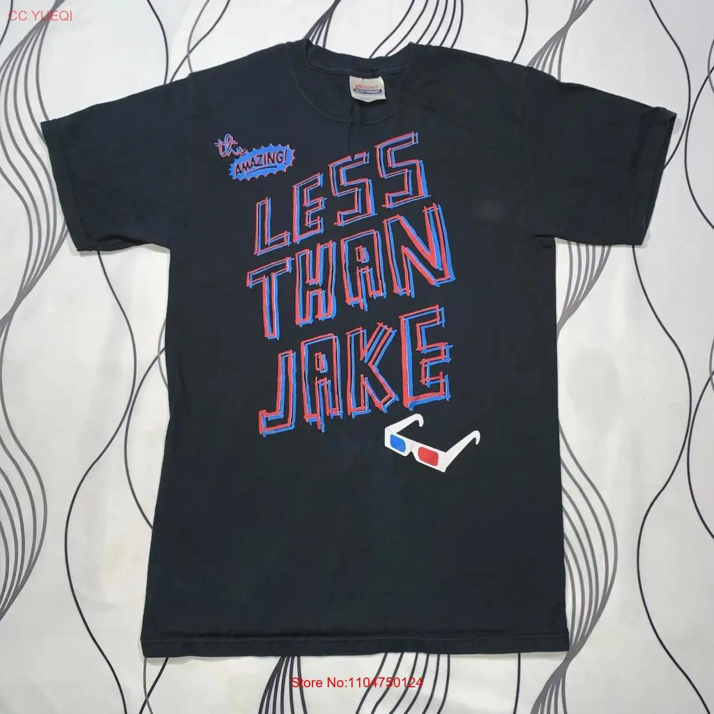 Vintage Y2K Less Than Jake Pop Punk T Shirt Size Small Black All Over Print Vintage Washed Comfortable Streetwear Homme Soft