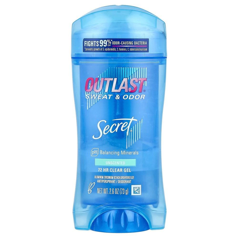 Secret Outlast Antiperspirant Deodorant Clear Gel Unscented 73g 2.6oz 1 Pcs