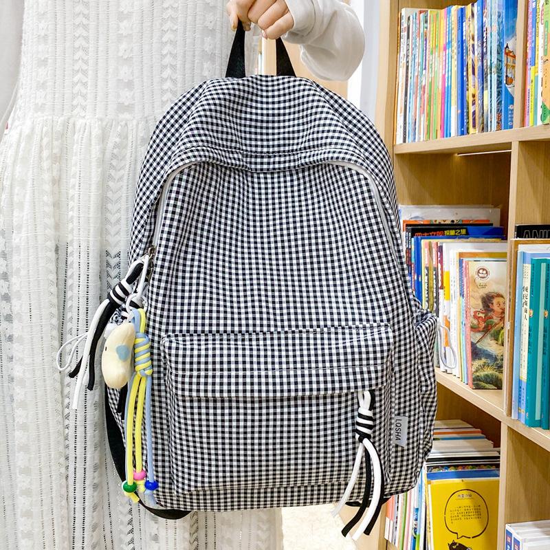 Schoolbag new ins cute plaid schoolbag female junior high school student Japanese small fresh backpack sweet girl backpack