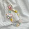 Bowknot Phone Lanyard Short Female Cute Peach Heart Colored Beaded Phone Shell Pendant Accessories Package Decoration