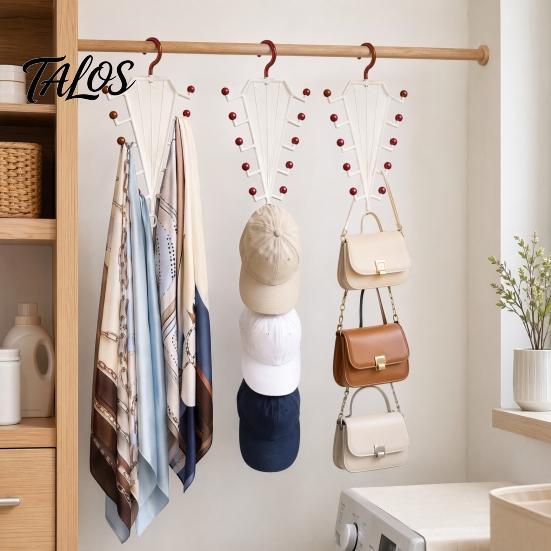 Talos V-Shaped Hanging Rack, with 10 Hooks Double Sided Hanger, 360° Swivel Hook Closet Organizer, for Hats Scarves Belts Bags Ties