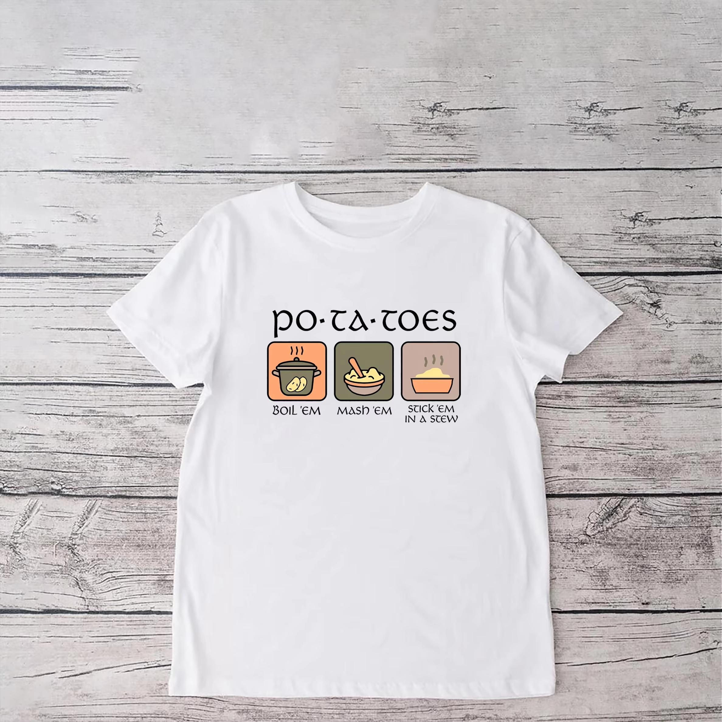 

Potatoes Are Cooked and Puree Into Strips and Put in A Saucepan King of Aroffal Shirt Abbacot Shirt Soft Style Merchandise S