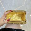 Borsa a Mano - Raffinata Borsa da Sera con Intarsi di Diamanti, Borsa a Mano con Catena, Borsa da Donna