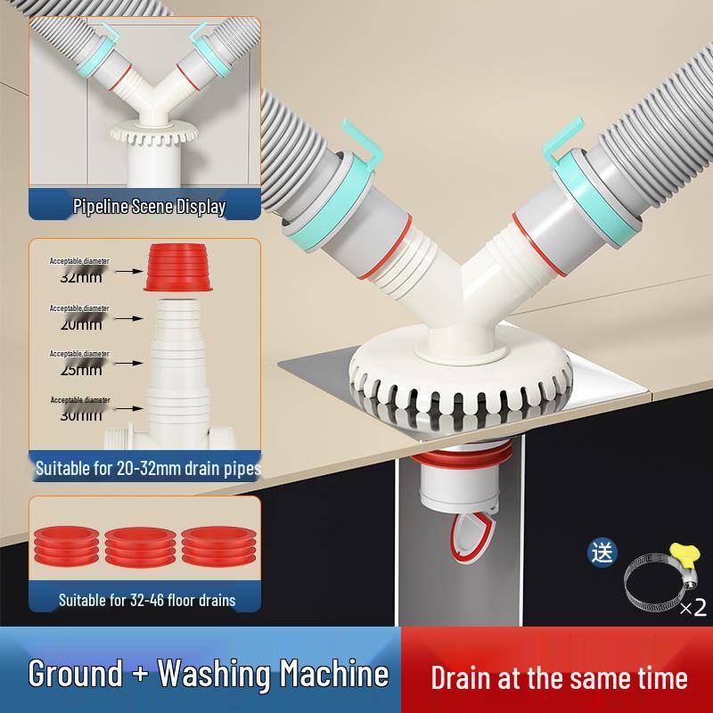Three-Way Anti-Odor Drain Pipe Connector for Washing Machines