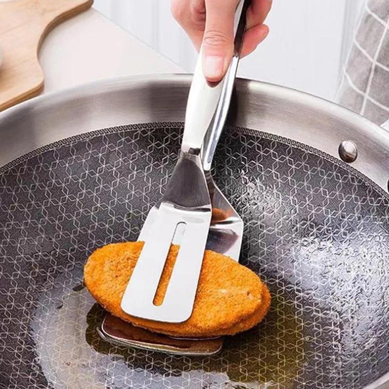1pc Edelstahl Steak Clip Pfannkuchen Grill Braten Fisch Spatel Clip Zange Brot Clip Kitchen Essentials Kit Cozinha Home Gadgets