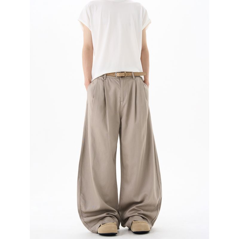 Kisko Summer New Style Double Pleated Wide-Leg Drapey Scimitar Pants for Men and Women, High-End Loose and Versatile Casual Pants