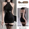 Ice Liuguo Sexy Patent Leather and Silk Spliced Bodycon Secretary Lingerie Dress