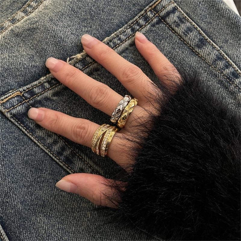 Elegant Gold and Silver Stackable Rings Set for Women 14K Gold Plated with Zirconia Portable for Everyday Wear