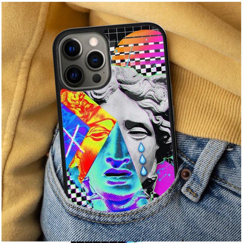 Glitch vaporwave modern art Soft Phone Case for iPhone 17 Air 16e Pro max 15 Pro 13 14 Plus 11 12 MagSafe Magnetic Coque