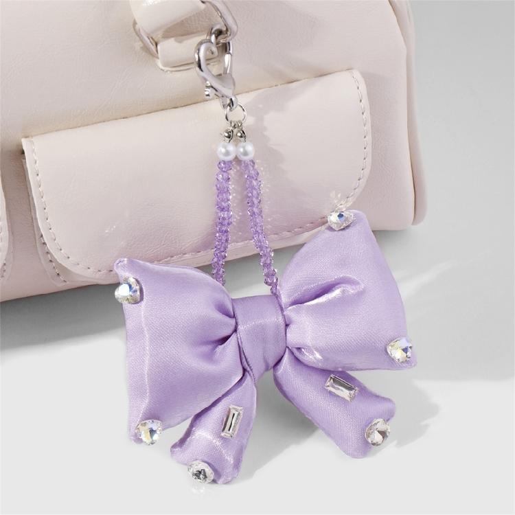 Adorable Rhinestones Bows Keyring Bag Decoration Fabric Multifunctional Keychain Portable Daily Essential