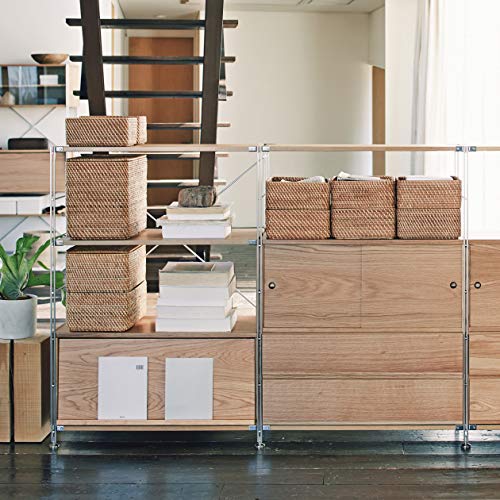 MUJI Stackable Rattan Rectangular Basket, Medium (V) Approx. 36cm W X 26cm D X 16cm H 47381306 Basket