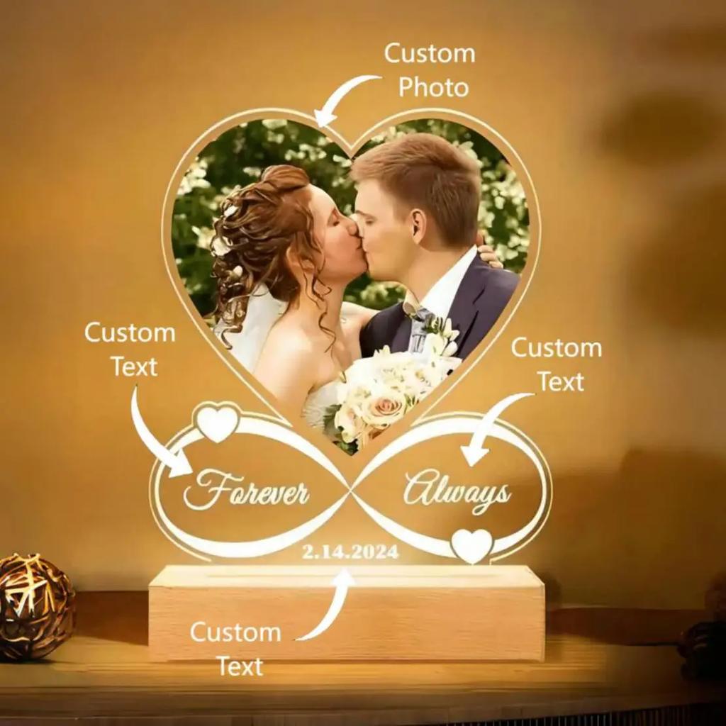 Custom Acrylic Heart Picture Frame with Photo Personalized Anniversary Gift for Couples - Choose Color Women Men