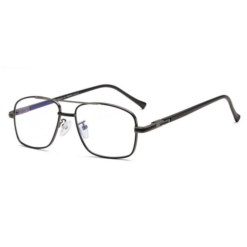 Double Beam Anti-Blue Light Square Nearsighted Glasses Women Men Metal Spring Hinge Prescription Spectacles 0 -0.5 -0.75 To -6.0