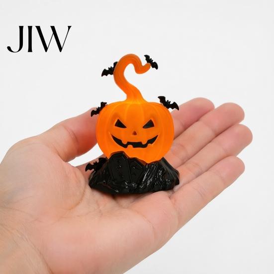 Halloween Tombstone Decoration LED Candle Light Figurine, Bat Glowing Tabletop Ornament, Warm Lighted Props Pumpkin Decor Prop for Escape Room Haunted