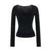 Women's Patchwork Lace Trim Slim Fit Long Sleeve T-Shirt for Spring/Autumn - Spicy Girl U-Neck Two-Piece Style