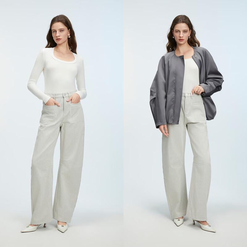ELLE Women's High-Waisted Cotton Jeans