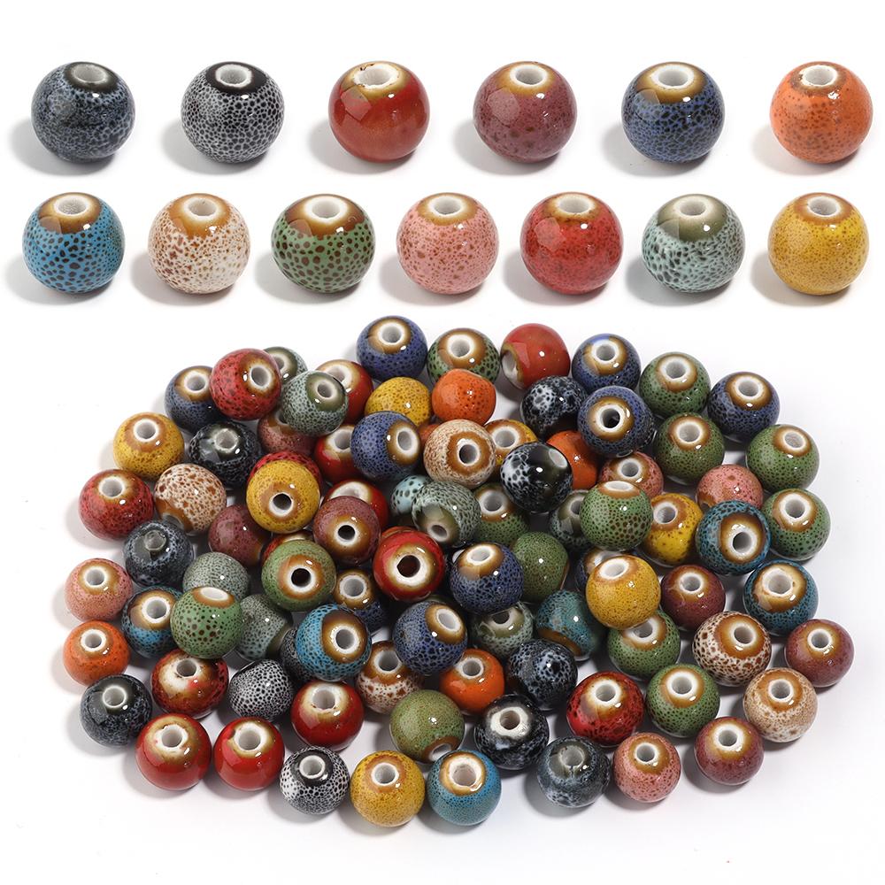 20pcs 10mm Round Ceramic Beads Colorful Spotted Porcelain Loose Spacer Bead For DIY Jewelry Making Necklace Bracelet Accessories