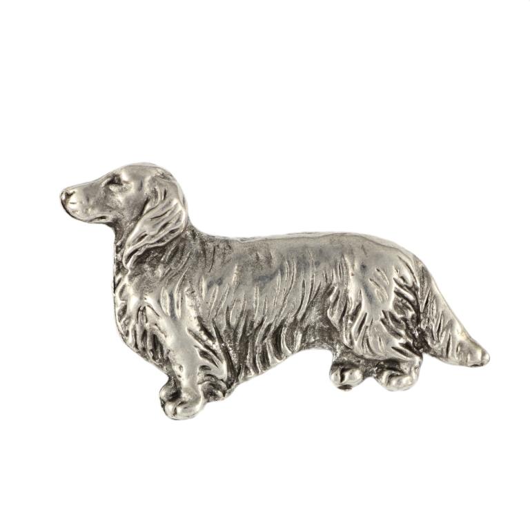 Dachshund III  - Silver-plated Dog Brooch, Elegant Pin, Jacket Lapel Decoration by Art-Dog Brand
