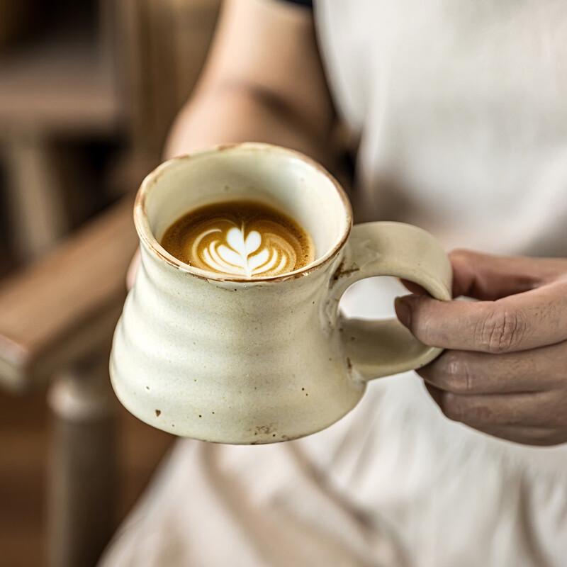 OLOEY Vintage Distressed Ceramic Mug with Rope Handle