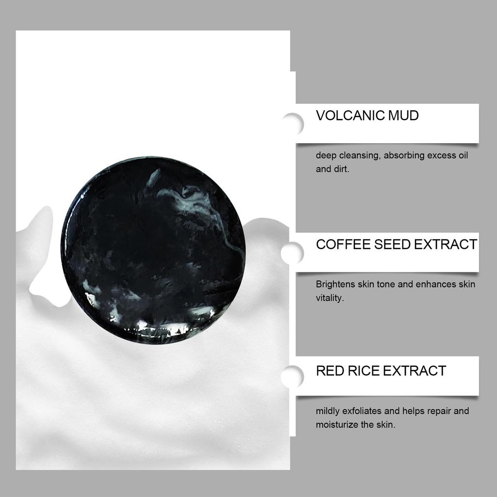 Vulkansk lera Kroppstvätt Rengöringstvål Ansiktstvål Naturlig Vulkansk Lera Tvål Vulkansk Lera Rengöringstvål Svart Tvålbit För Tonåringar Ansikts 60g